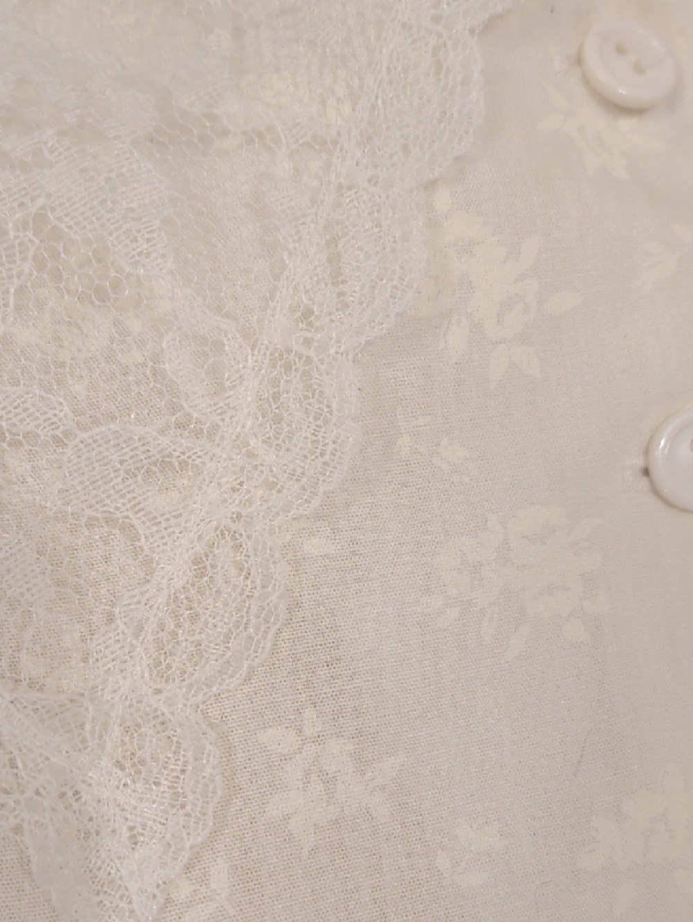 Vintage Classic White Lace Trim Midi Dress Feminine Drop Waist & Puff Sleeves - Picture 3 of 13